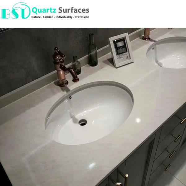 New Look Jazz White - Quartz Stone Bathroom Vanity Top Manufacturer Brownish Quartz Stone Slab for Countertops Available Quickly - Image 4