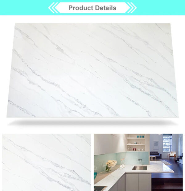 Calacutta Quartz Stone Slabs for Island Top Modern Floor Tiles Marble Porcelain Wall Stone Panel Artificial Sintered - Image 6