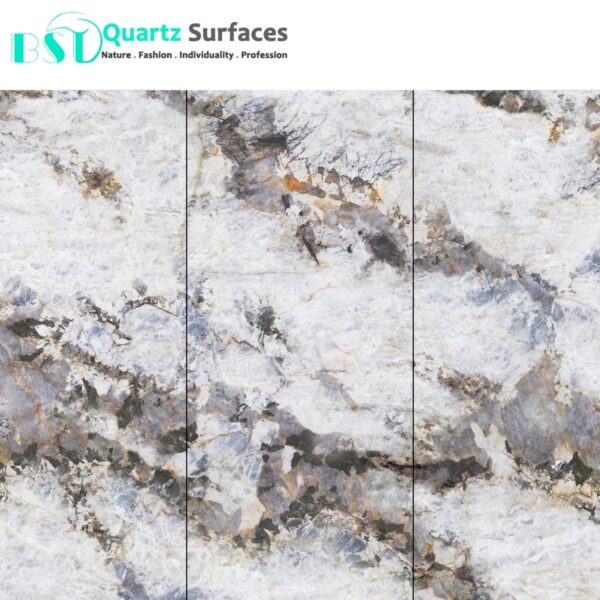 Luxury Modern White Grey Gold Mixed Sintered Stone Tiles Wall Slab Sintered Stone Ceramic Tiles For Countertop Dining Table Wall - Image 2