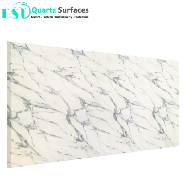 Veined Wholesale Price Polished Table Top White Calacatta Quartz Tiles Artificial Ston - Image 3