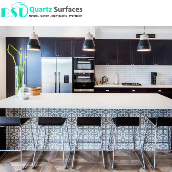 Island Top With Calacatta Quartz Custom Dining Tables Super White Quartz Stone/Quartz Slab Engineered for Kitchen Countertop - Image 4