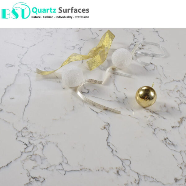 White Carrara Artificial Quartz Stone Big Slab Kitchen Countertop Home Decorative Vanity Top - Image 2