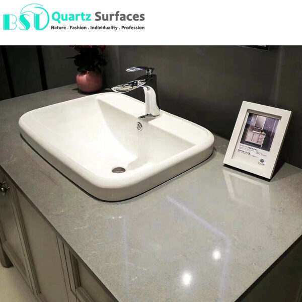 China Grey Artificial Quartz Stone Slabs with White Vein  Engineered Stone Misty for Kitchen Countertops Benchtop - Image 4