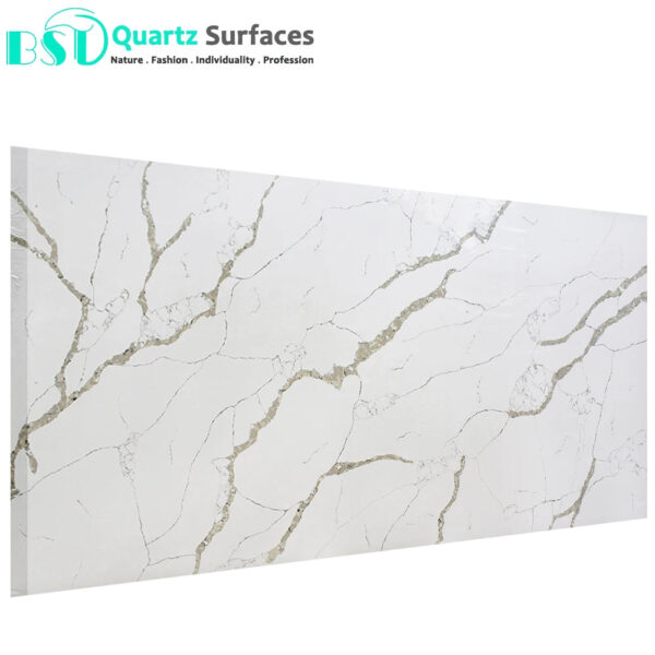 Centurymosaic Wholesale Thailand 2cm Calacatta White Large Artificial Quartz Stone Slab With Grey Veins For Kitchen Counterto