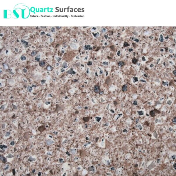 Peach Red Granite Look Artificial Quartz Stone For Kitchen Countertop Wall - Image 3