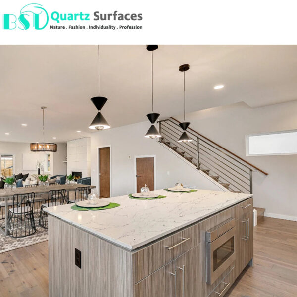 White Attica - Quartz Stone Marble Top for Kitchen Island Top Manufacturer Brownish Quartz Stone Slab for Countertops - Image 3