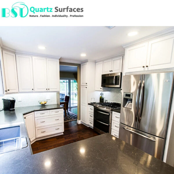 Rapid Delivery Marble Look Grey Base Color Artificial Quartz Stone Slab for Countertop - Image 5