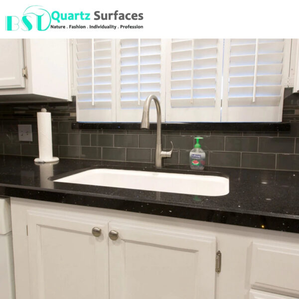Black Sparkle Quartz Stone for Flooring Tile - Image 3
