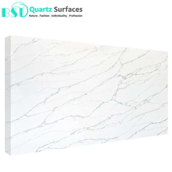 Prefabricated Artificial Stone Calacatta Quartz Stone With Golden Veins For Kitchen Countertops - Image 3