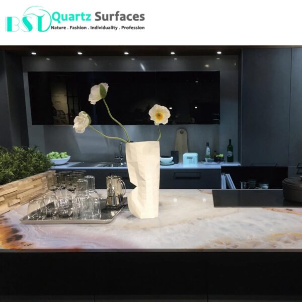 Luxury Modern Blue & Pink Sintered Stone Tiles Wall Slab Sintered Stone Ceramic Tiles For Countertop Dining Table Wall Basin Flo - Image 4