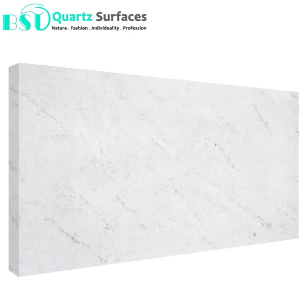 New Look Misty White Manufacturer Brownish Quartz Stone Slab with Grey Veins for Countertops Available Quickly - Image 4