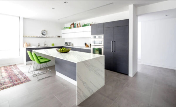 New Look Ethereal One Manufacturer Brownish Quartz Stone Slab with Grey Veins for Countertops Available Quickly - Image 6