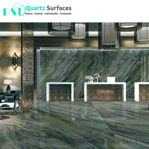 Luxury Modern Green & Gold Sintered Stone Tiles Wall Slab Sintered Stone Ceramic Tiles For Countertop Dining Table Wall Basin - Image 4