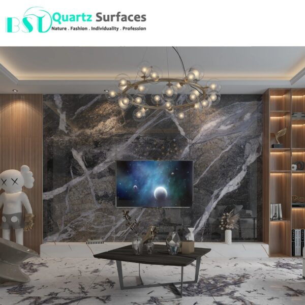 Luxury Modern Grey & Gold Sintered Stone Tiles Wall Slab Sintered Stone Ceramic Tiles For Countertop Dining Table Wall Basin