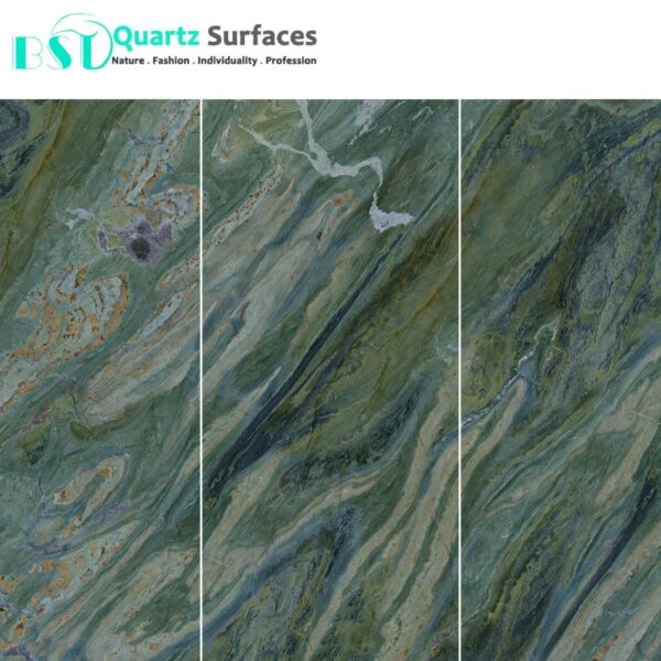 Luxury Modern Green & Gold Sintered Stone Tiles Wall Slab Sintered Stone Ceramic Tiles For Countertop Dining Table Wall Basin - Image 2