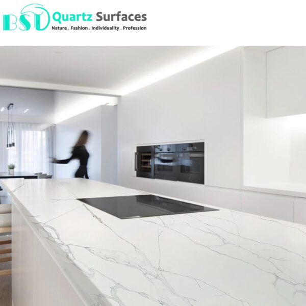 Raw Material Calacatta Gold Marble Quartz Slabs Wholesale Price Artificial Marble Calacatta Gold Quartz Stone Raw Quartz Slab - Image 5