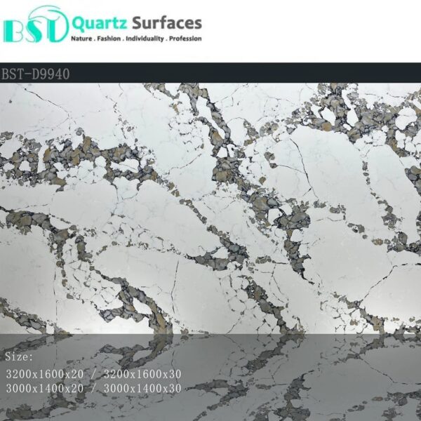 Opulent Plus-Luxury Quartz Kitchen Top  Prefab Quartz Island Countertops with Multi-Colored Veins - Image 5