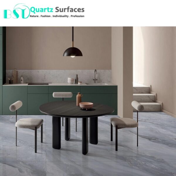Luxury Modern Grey & Black Sintered Stone Tiles Wall Slab Sintered Stone Ceramic Tiles For Countertop Dining Table Wall Basin Fl - Image 5
