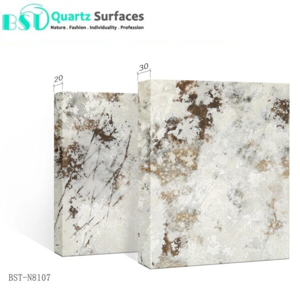 Alaska White - Luxury Quartz Kitchen Top  Prefab Quartz Island Countertops with Multi-Colored Veins - Image 4