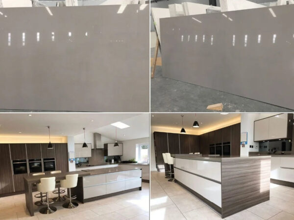Kitchen Artificial Quartz Marble Granite Stone Carrara White Calacatta Vanity Quartz Countertop with Grey Veins - Image 5