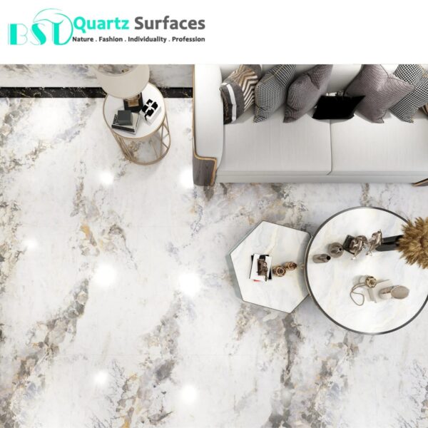 Luxury Modern White Grey Gold Mixed Sintered Stone Tiles Wall Slab Sintered Stone Ceramic Tiles For Countertop Dining Table Wall - Image 6
