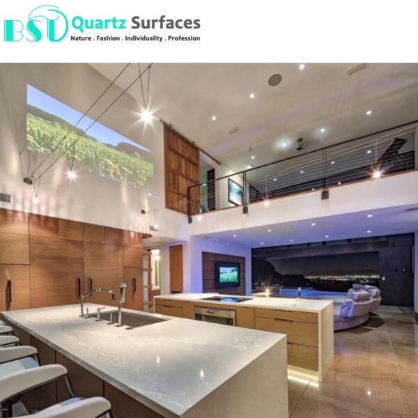 White Quartz Slab for Kitchen Island Tops and Countertops - Image 4