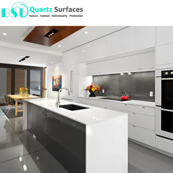 Super White Quarts Stone Slab for Kitchen Benchtop Calacatta White Quartz Slabs Faux Marble Stone For Kitchen Countertop