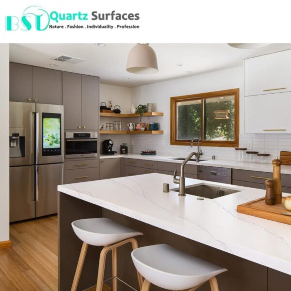 Venato Snow White Super Thin Vein Calacatta Quartz Stone in it High Grade Kitchen Countertops Quartz Stone Slabs - Image 3