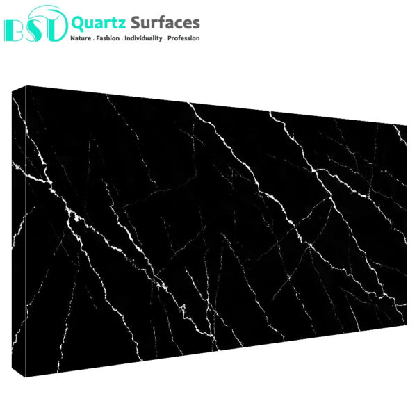 High Gloss Marble Look Black Artificial Quartz Slabs for Countertops Calcatta White Quartz - Image 4