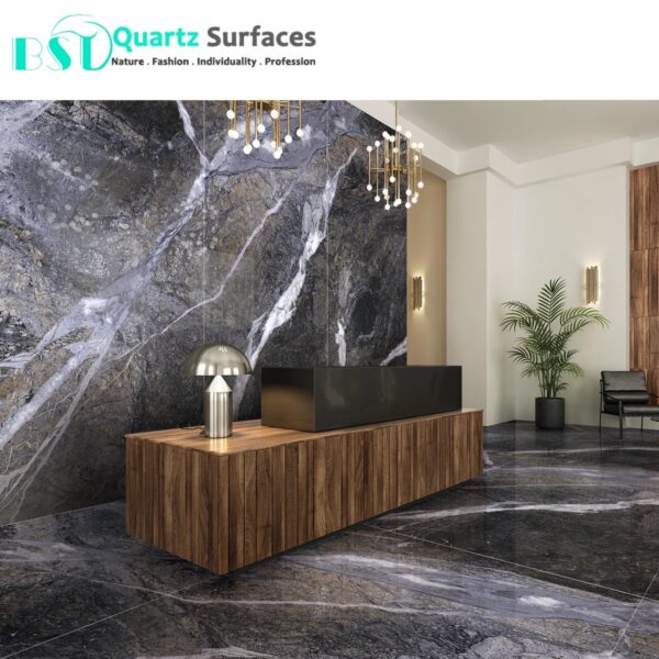 Luxury Modern Grey & Gold Sintered Stone Tiles Wall Slab Sintered Stone Ceramic Tiles For Countertop Dining Table Wall Basin - Image 3