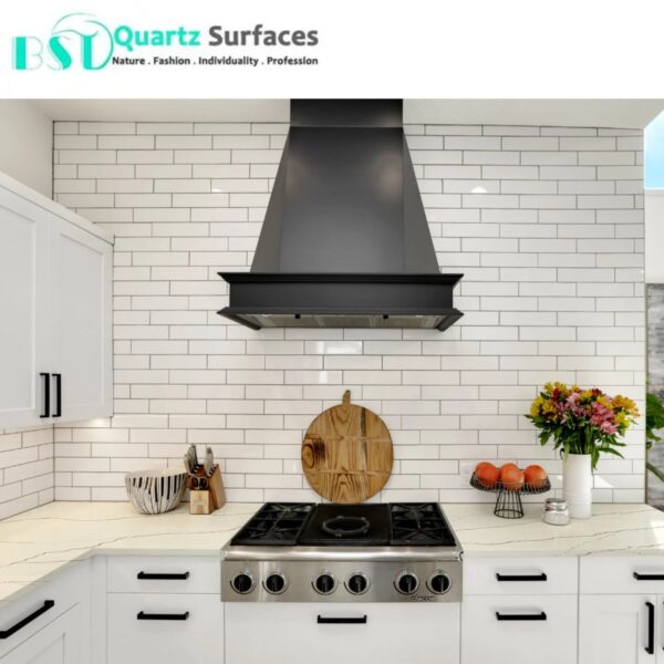 Arctic Storm Calacatta Quartz Stone For Kitchen Countertops  White Background Color Quartz Stone Slabs - Image 6