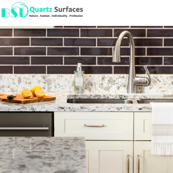 Cheap Prefab Quartz Island Countertops with Multi-Colored Veins - Image 5