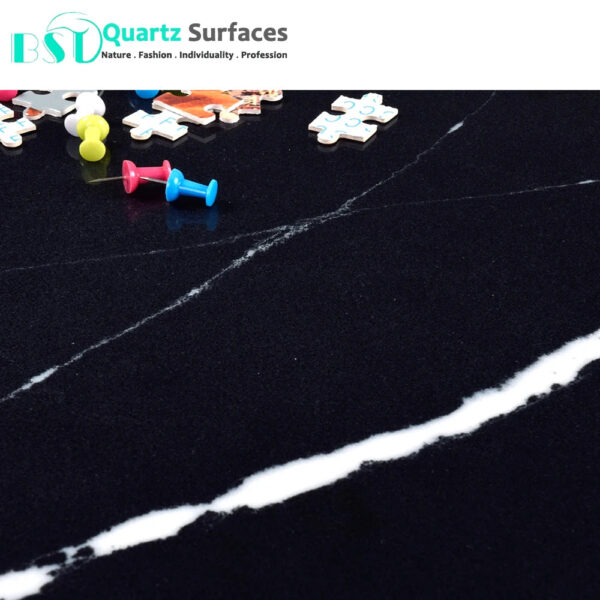 Calacatta Marquina Quartz Stone Foshan Manufacturer Black Quartz Stone for Kitchen Countertop - Image 2