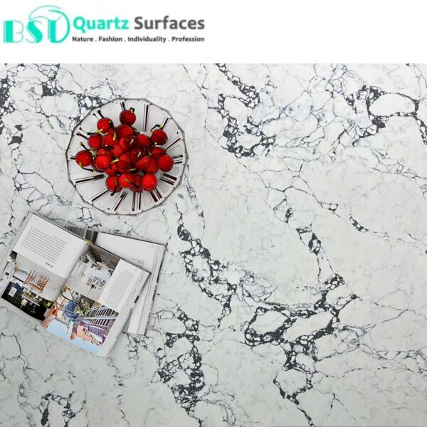 Splendor Grey - Engineered Quartz Stone Kitchen Work Top Island Countertops with Multi-Colored Veins - Image 2
