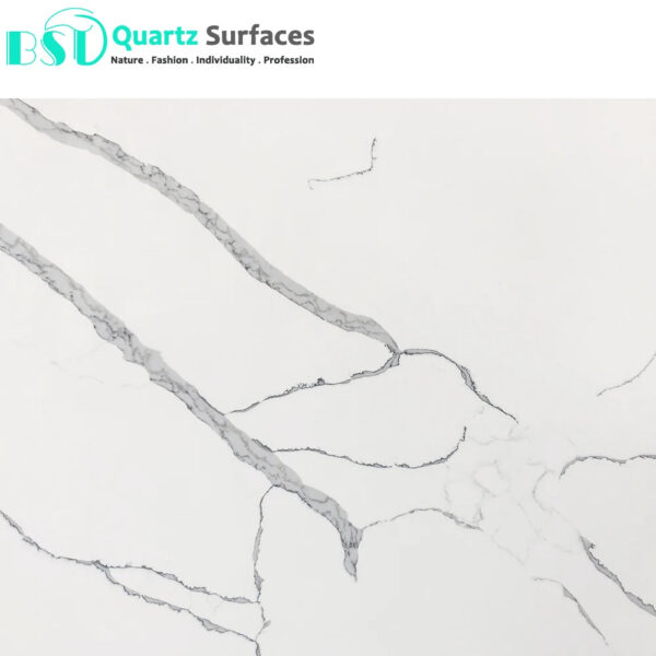 Luxury Stone Countertops Vanity Table Tops Super Jumbo Quartz Marble Lookalike Slabs With Perfect Veins for Sale - Image 2