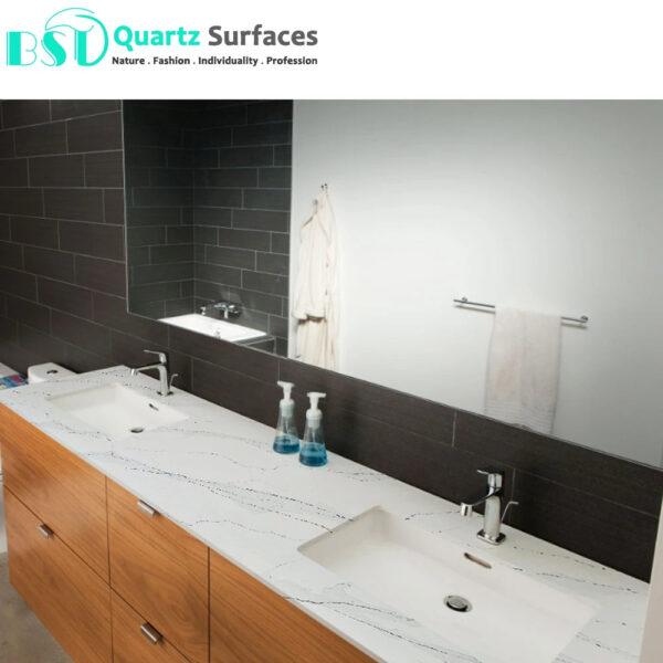 Island Top With Calacatta Quartz Bathroom Top Engineered Stone Polish Solid Surface Quartz Stone Big Slab Kitchen Countertop - Image 6