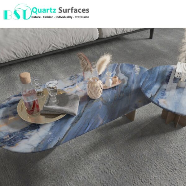 Luxury Modern Blue & Gold Sintered Stone Tiles Wall Slab Sintered Stone Ceramic Tiles For Countertop Dining Table Wall Basin - Image 3