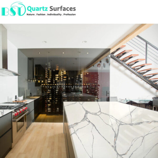 White Calacatta Engineered Quartz Slabs with Moderate Prices High Quality Wholesale Price Tile Countertop - Image 5