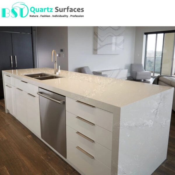 White Quartz Slab for Kitchen Island Tops and Countertops