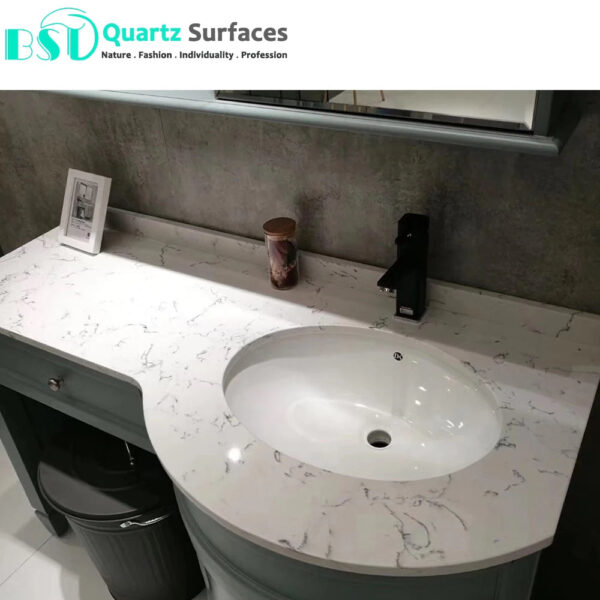 Veined Quartz Stone with Matte/Polished Surface That Mimic the Look of Natural Carrara
