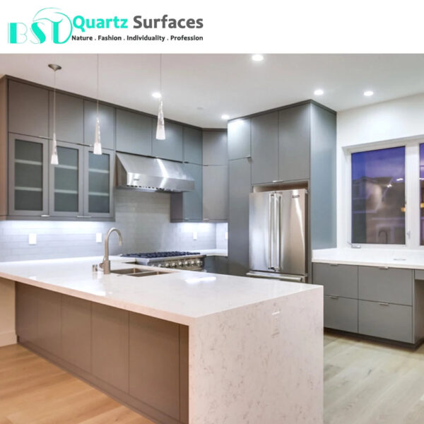 White-based Artificial Quartz Stone Slabs with Veins at a Low Price High Quality Wholesale Price Tile Countertop - Image 6