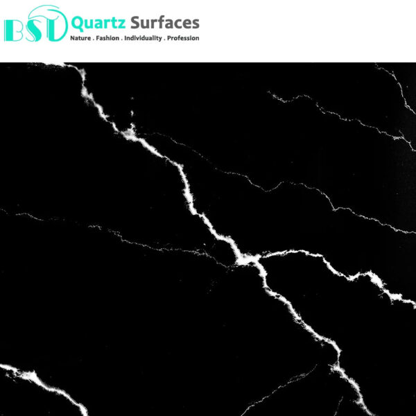 Marble Effect Black Engineered Quartz Stone Slabs Stone Look Marble Full Polished Glazed Matte Floor Porcelain Ceramic Tiles - Image 3