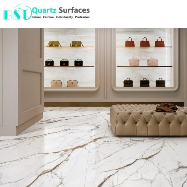 Minimalist White Sintered Stone Tiles Wall Slab Sintered Stone Ceramic Tiles For Countertop Dining Table Wall Basin Floor - Image 3