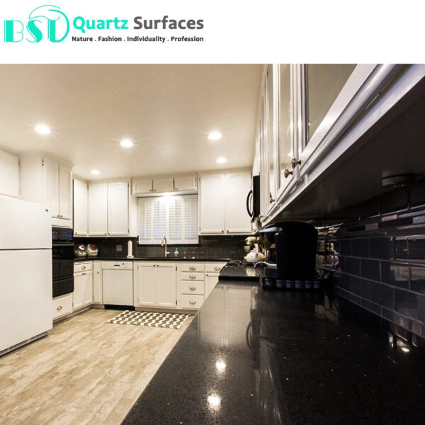 Artificial Quartz Stone Slab Home Decorative Kitchen Black Quartz Marble Countertop - Image 6