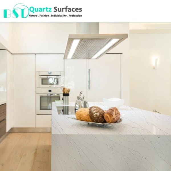 New Look Nervure Manufacturer Brownish Quartz Stone Slab with White Veins for Countertops Available Quickly - Image 2