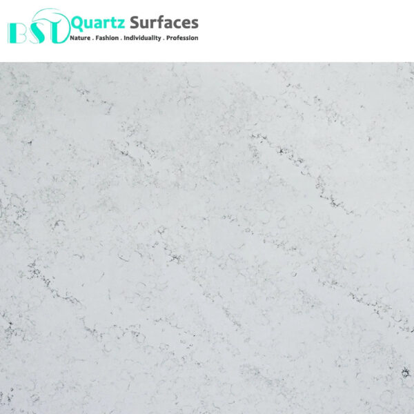 New Look Misty White Manufacturer Brownish Quartz Stone Slab with Grey Veins for Countertops Available Quickly - Image 5