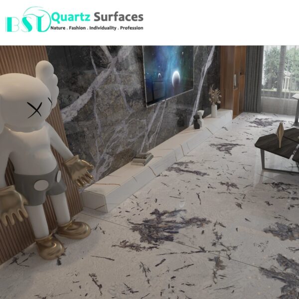 Luxury Modern White & Grey  Sintered Stone Tiles Wall Slab Sintered Stone Ceramic Tiles For Countertop Dining Table Wall Basin - Image 5