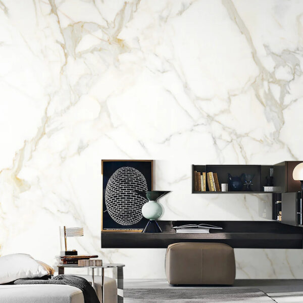 Luxury Modern White & Gold Sintered Stone Tiles Wall Slab Sintered Stone Ceramic Tiles For Countertop Dining Table Wall Basin - Image 6