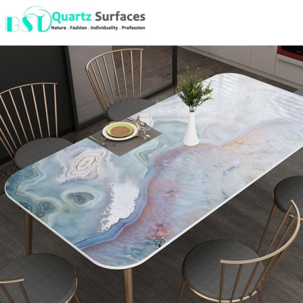 Luxury Modern Blue & Pink Sintered Stone Tiles Wall Slab Sintered Stone Ceramic Tiles For Countertop Dining Table Wall Basin Flo - Image 5