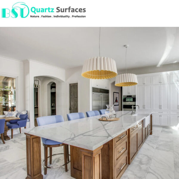 Hot Sale Calacatta Artificial Quartz Stone for Kitchen Countertop and Table Top Wholesale Price